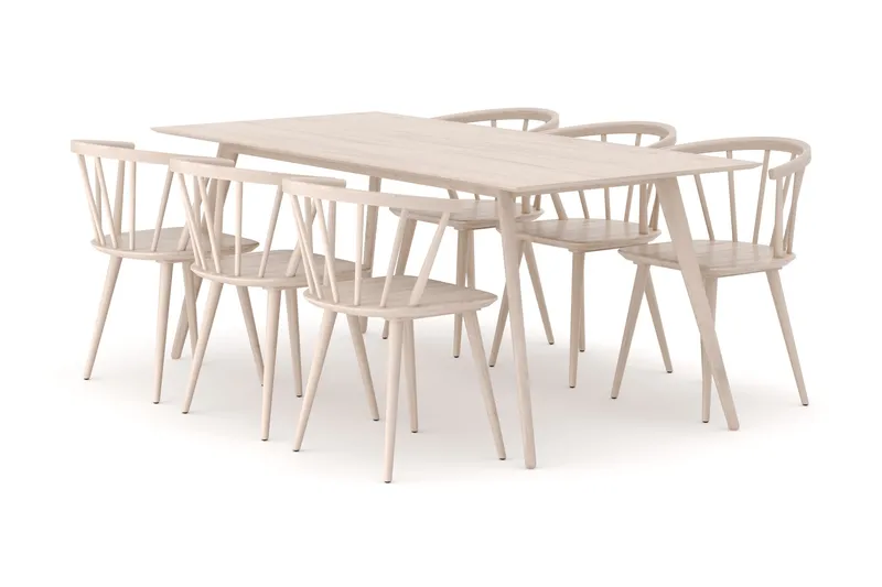 Tyrö Spisegruppe med 6 Tyrö Armstoler, Whitewash/Whitewash