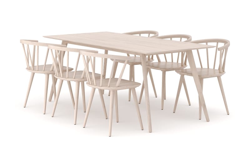 Tyrö Spisegruppe med 6 Tyrö Armstoler, Whitewash/Whitewash