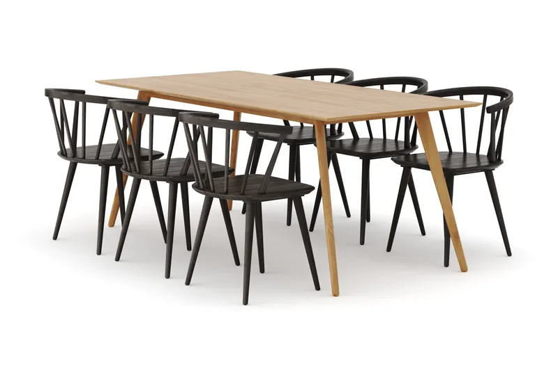 Tyrö Spisegruppe med 6 Tyrö Armstoler - Møbler - Bord - Spisegrupper