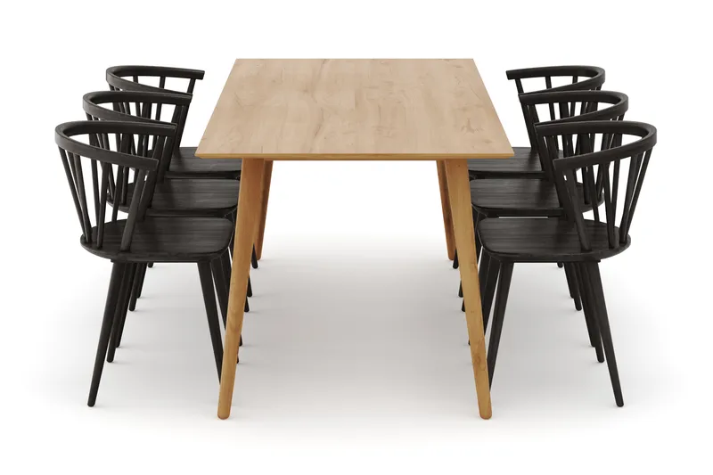 Tyrö Spisegruppe med 6 Tyrö Armstoler - Møbler - Bord - Spisegrupper