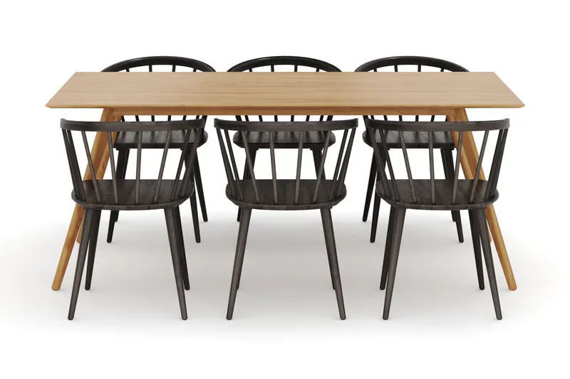 Tyrö Spisegruppe med 6 Tyrö Armstoler - Møbler - Bord - Spisegrupper