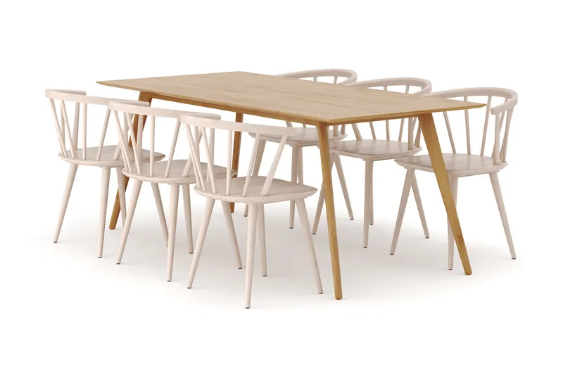 Tyrö Spisegruppe med 6 Tyrö Armstoler - Møbler - Bord - Spisegrupper