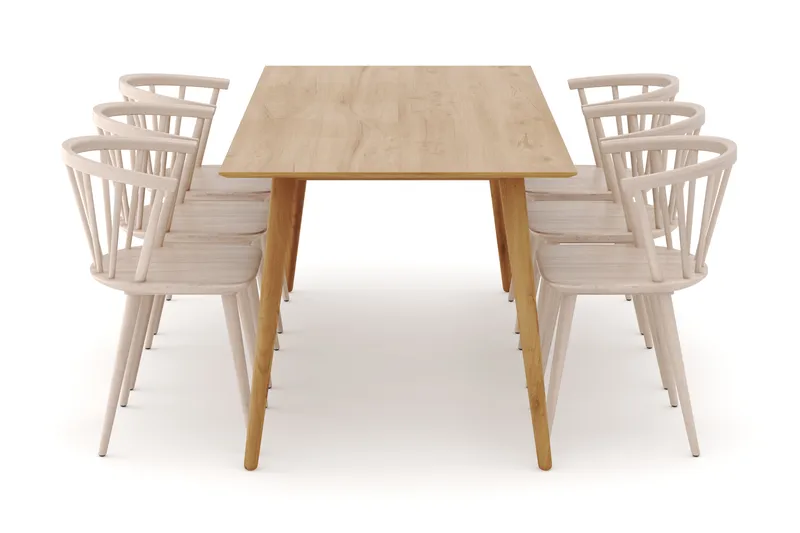 Tyrö Spisegruppe med 6 Tyrö Armstoler - Møbler - Bord - Spisegrupper