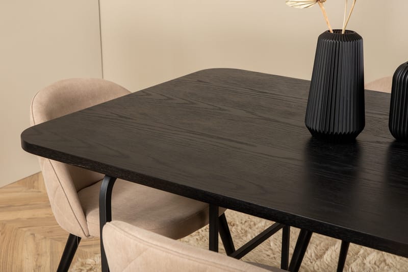 Uno Spisegruppe 200 cm Rektangulær med 6 Velvet Stoler - Beige - Møbler - Bord - Spisegrupper