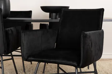 Unos Spisegruppe 200 cm Rektangulær med 4 Petra Stoler - Sort - Møbler - Bord - Spisegrupper