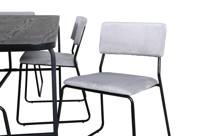 Unos Spisegruppe 200 cm Rektangulær med 6 Kenth Stoler - Sort - Møbler - Bord - Spisegrupper