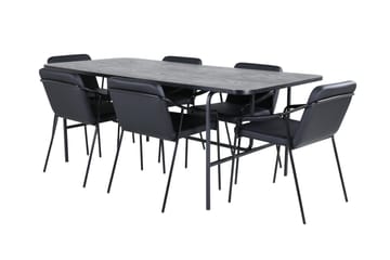 Unos Spisegruppe 200 cm Rektangulær med 6 Tvist Stoler - Sort - Møbler - Bord - Spisegrupper