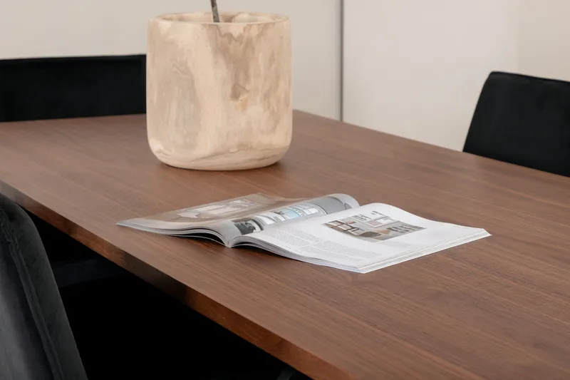 Unos Spisegruppe 200 cm Rektangulær med 6 Petra Stoler - Sort - Møbler - Bord - Spisegrupper