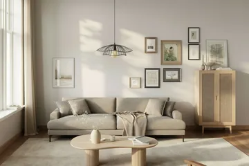 Uppveda Asymmetrisk Sofabord 130x70 cm med Travertinutseende - Beige - Møbler - Bord - Sofabord