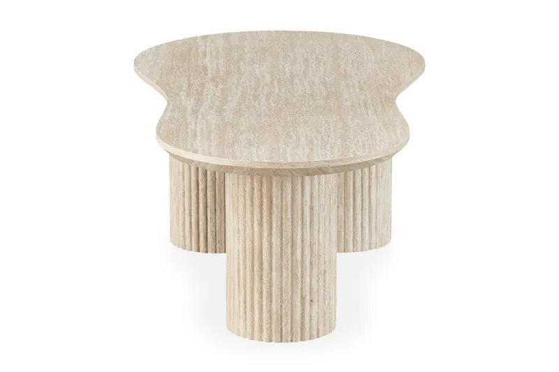 Uppveda asymmetrisk sofabord med travertinlook 130x70 cm - Beige - Møbler - Bord - Sofabord