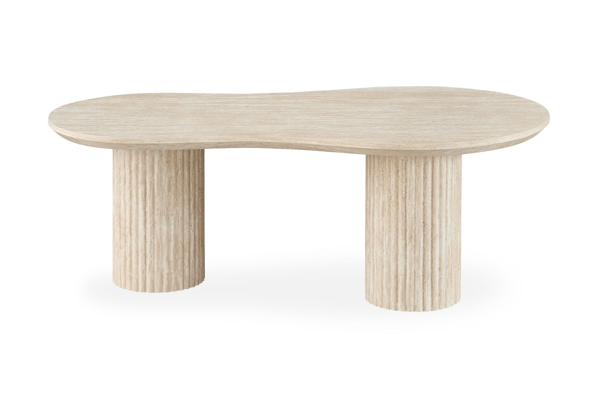 Uppveda asymmetrisk sofabord med travertinlook 130x70 cm - Beige