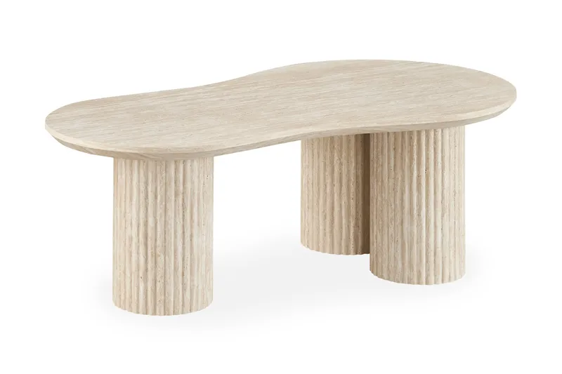 Uppveda asymmetrisk sofabord med travertinlook 130x70 cm - Beige - Møbler - Bord - Sofabord