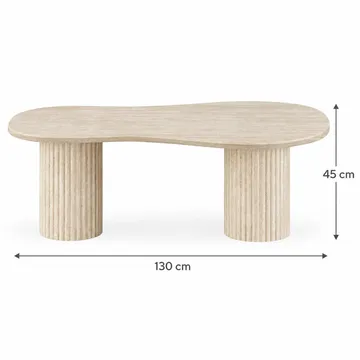Uppveda asymmetrisk sofabord med travertinlook 130x70 cm - Beige - Møbler - Bord - Sofabord