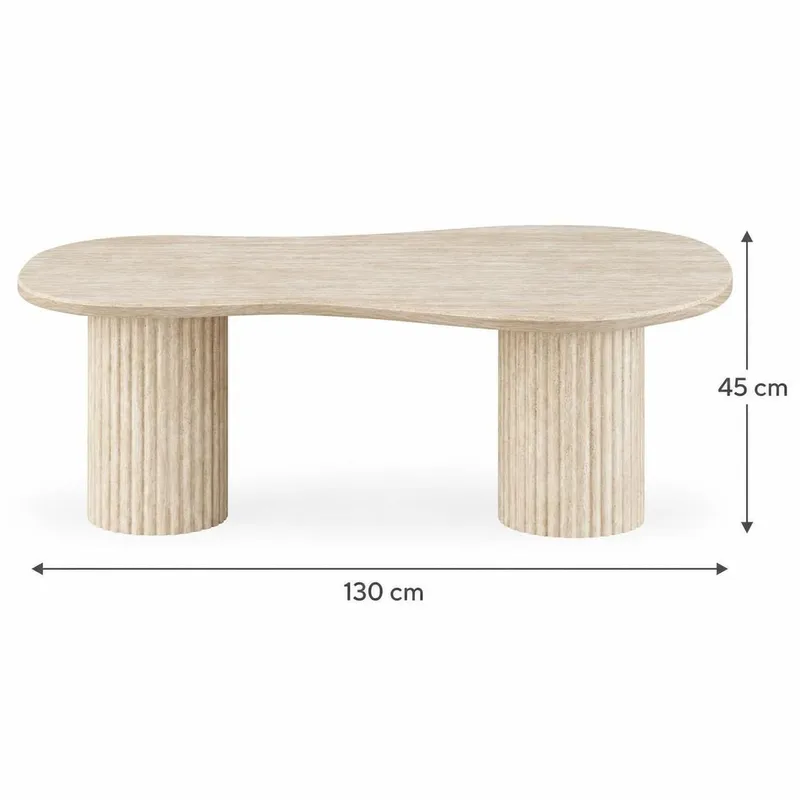 Uppveda asymmetrisk sofabord med travertinlook 130x70 cm - Beige - Møbler - Bord - Sofabord