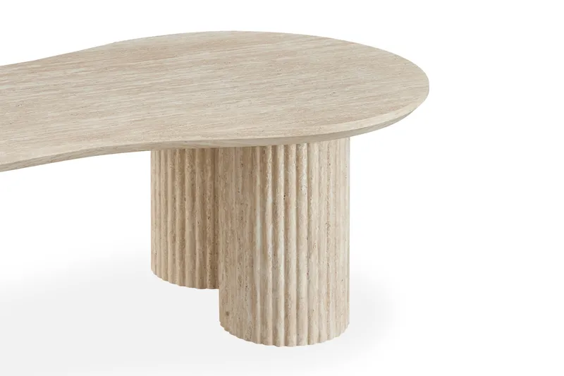 Uppveda asymmetrisk sofabord med travertinlook 130x70 cm - Beige - Møbler - Bord - Sofabord