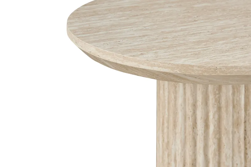 Uppveda asymmetrisk sofabord med travertinutseende 130 x 70 cm - Beige - Møbler - Bord - Sofabord