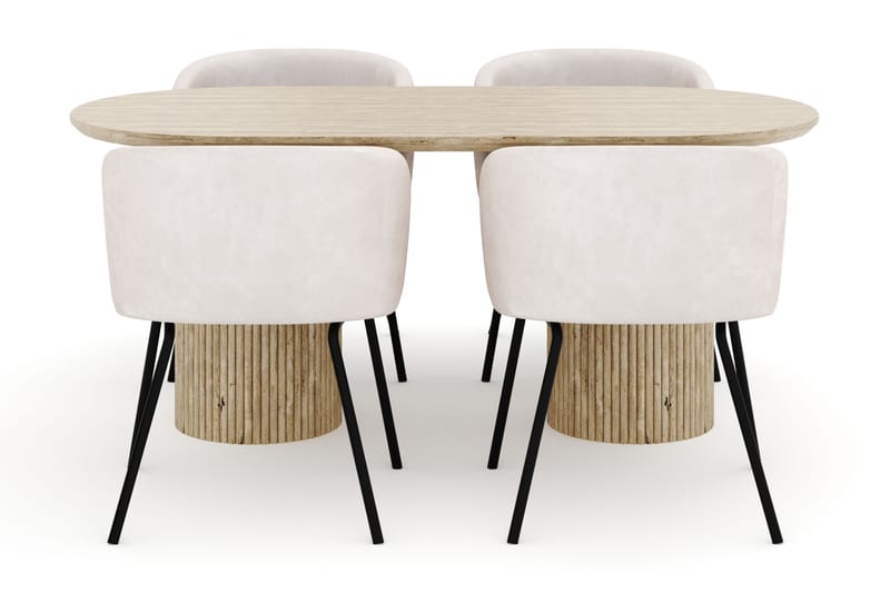 Uppveda Ovalt Spisebord 180x90 cm med 4 Berit Stoler - Beige - Møbler - Bord - Spisegrupper