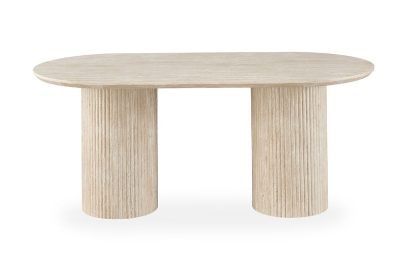 Uppveda Ovalt Spisebord 180x90 cm med 4 Sawako Greige Stoler - Travertin/Greige - Møbler - Bord - Spisegrupper