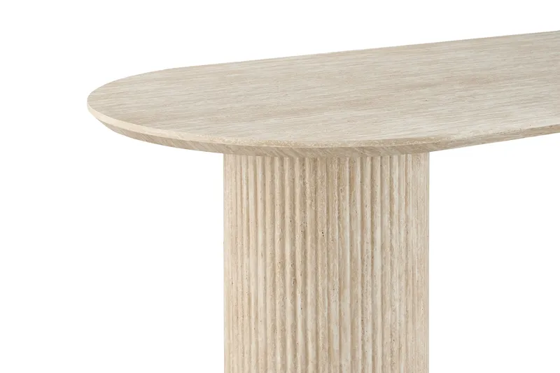 Uppveda ovalt spisebord 180x90 cm med travertinutseende - Beige - Møbler - Bord - Spisebord & kjøkkenbord