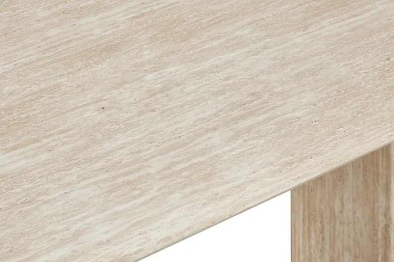 Uppveda ovalt spisebord 180x90 cm med travertinutseende - Beige - Møbler - Bord - Spisebord & kjøkkenbord