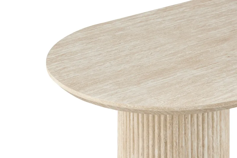 Uppveda ovalt spisebord 180x90 cm med travertinutseende - Beige - Møbler - Bord - Spisebord & kjøkkenbord