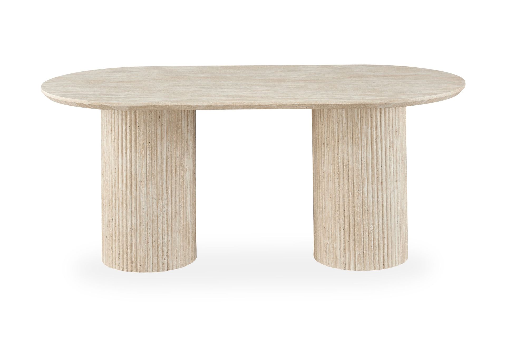 Uppveda ovalt spisebord 180x90 cm med travertinutseende - Beige