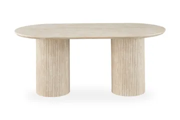 Uppveda ovalt spisebord 180x90 cm med travertinutseende - Beige - Møbler - Bord - Spisebord & kjøkkenbord