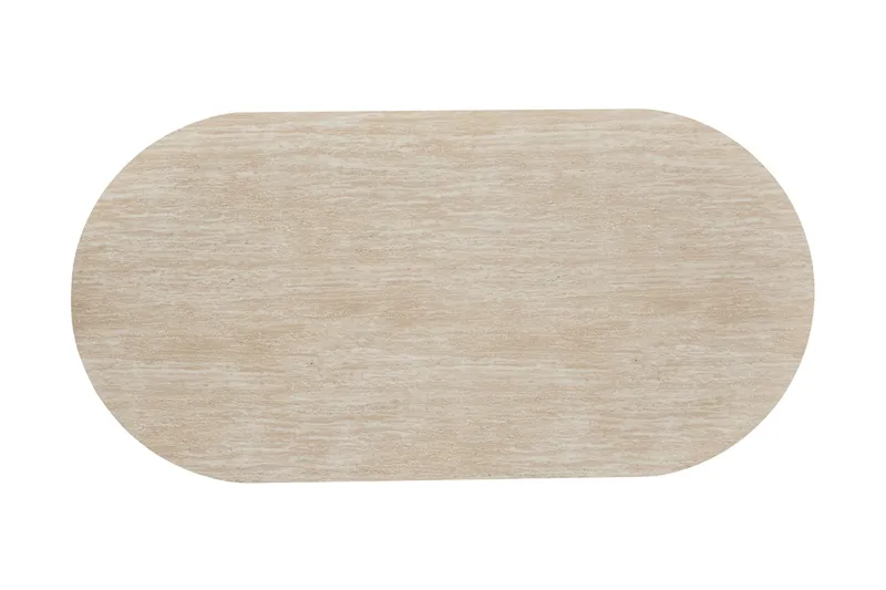 Uppveda ovalt spisebord 180x90 cm med travertinutseende - Beige - Møbler - Bord - Spisebord & kjøkkenbord