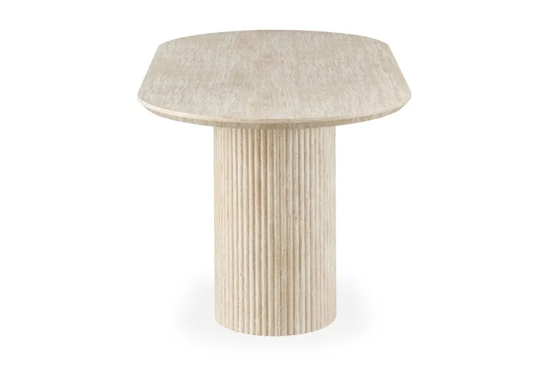 Uppveda ovalt spisebord 180x90 cm med travertinutseende - Beige - Møbler - Bord - Spisebord & kjøkkenbord