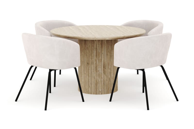Uppveda Rundt Spisebord 120 cm med 4 Berit Stoler - Beige - Møbler - Bord - Spisegrupper