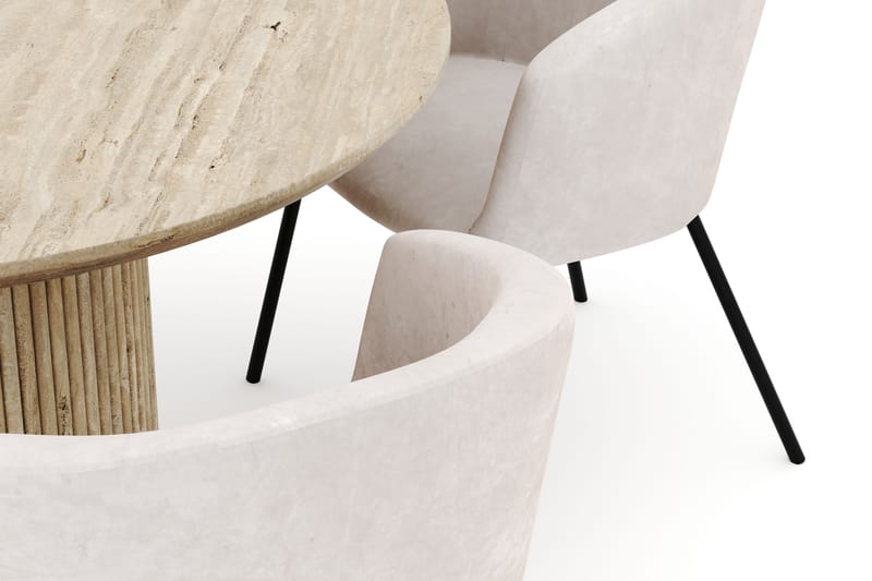 Uppveda Rundt Spisebord 120 cm med 4 Berit Stoler - Beige - Møbler - Bord - Spisegrupper