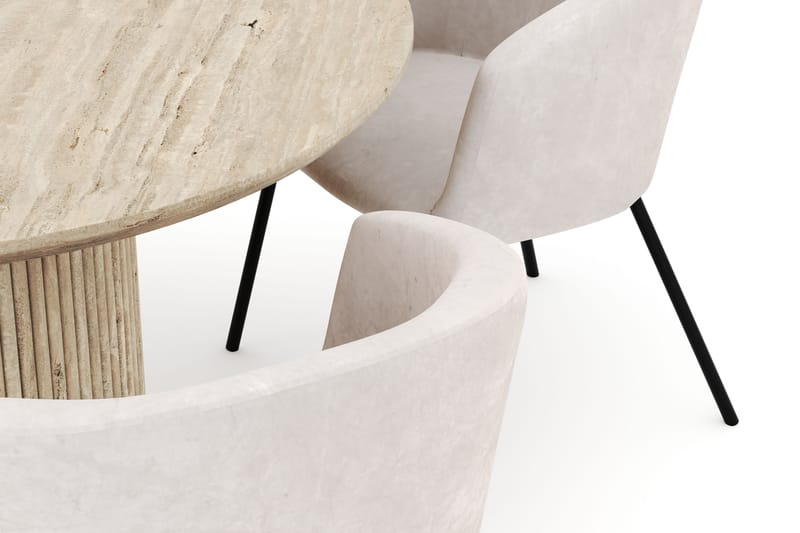 Uppveda Rundt Spisebord 120 cm med 4 Berit Stoler - Beige - Møbler - Bord - Spisegrupper