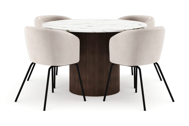 Uppveda Rundt Spisebord 120 cm med 4 Berit Stoler - Brun - Møbler - Bord - Spisegrupper