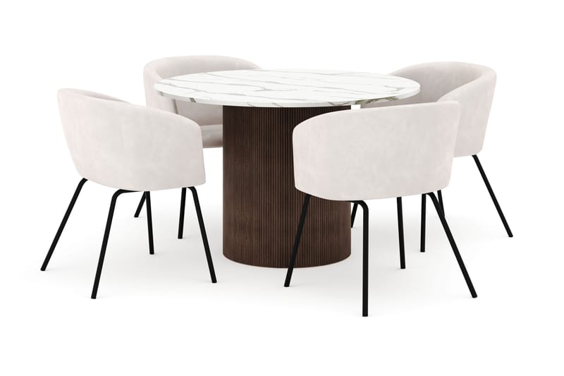 Uppveda Rundt Spisebord 120 cm med 4 Berit Stoler - Brun - Møbler - Bord - Spisegrupper