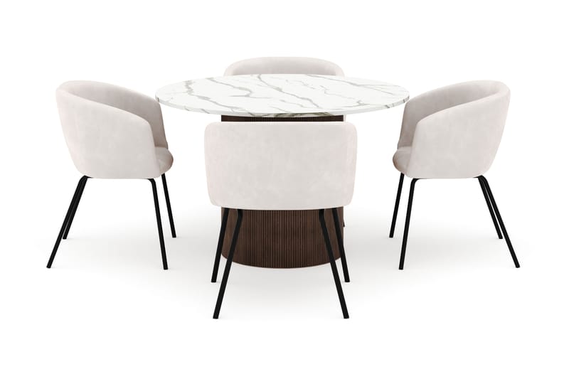 Uppveda Rundt Spisebord 120 cm med 4 Berit Stoler - Brun - Møbler - Bord - Spisegrupper