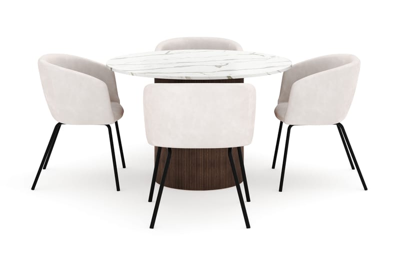 Uppveda Rundt Spisebord 120 cm med 4 Berit Stoler - Brun - Møbler - Bord - Spisegrupper