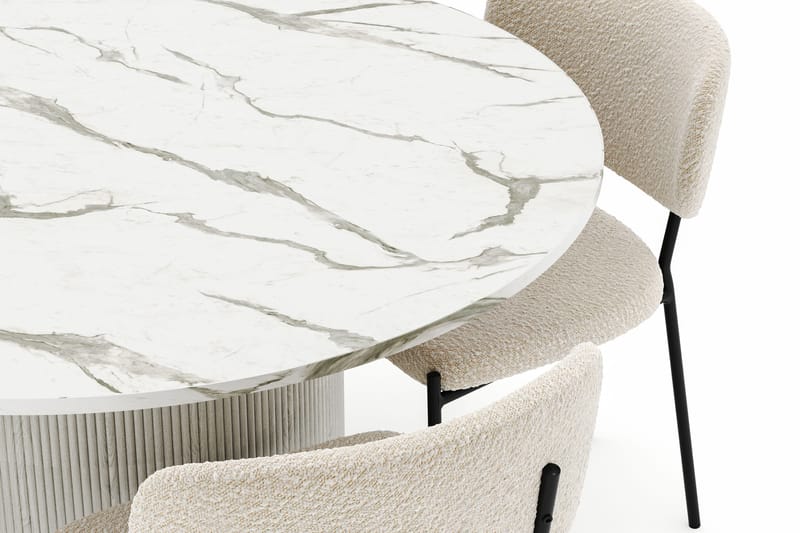 Uppveda Rundt Spisebord 120 cm med 4 Gemmiano Stoler - Hvit - Møbler - Bord - Spisegrupper