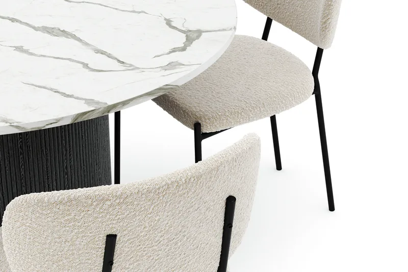 Uppveda Rundt Spisebord 120 cm med 4 Gemmiano Stoler - Svart/Hvit - Møbler - Bord - Spisegrupper