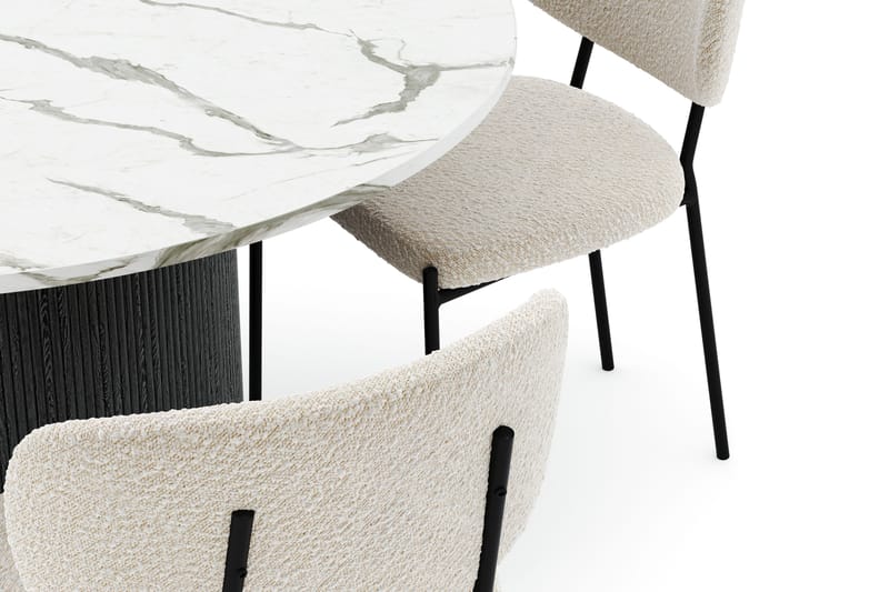 Uppveda Rundt Spisebord 120 cm med 4 Gemmiano Stoler - Svart/Hvit - Møbler - Bord - Spisegrupper