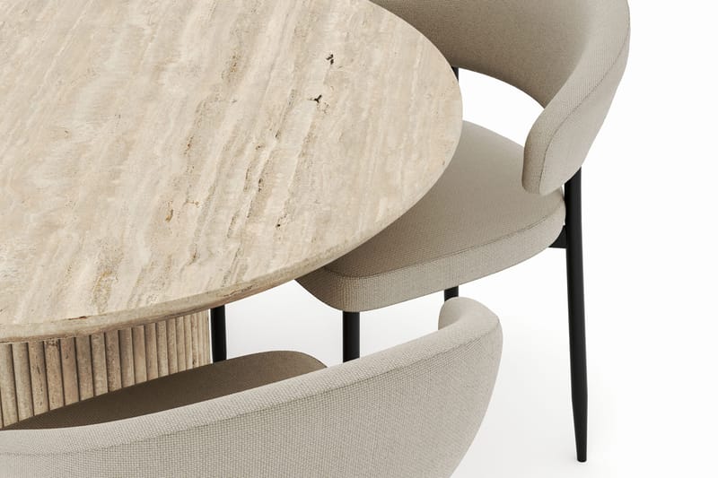 Uppveda Rundt Spisebord 120 cm med 4 Sawako Stoler - Beige - Møbler - Bord - Spisegrupper