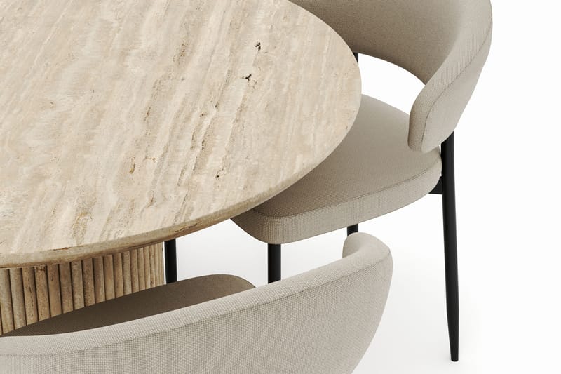 Uppveda Rundt Spisebord 120 cm med 4 Sawako Stoler - Beige - Møbler - Bord - Spisegrupper