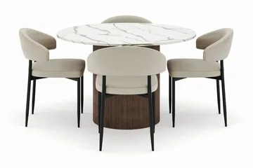 Uppveda Rundt Spisebord 120 cm med 4 Sawako Stoler - Brun - Møbler - Bord - Spisegrupper