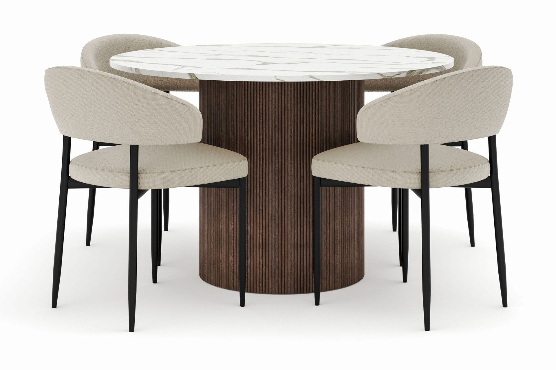 Uppveda Rundt Spisebord 120 cm med 4 Sawako Stoler - Brun