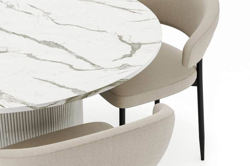 Uppveda Rundt Spisebord 120 cm med 4 Sawako Stoler - Hvit - Møbler - Bord - Spisegrupper