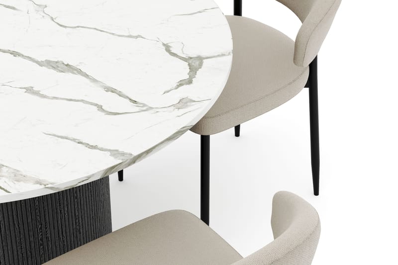 Uppveda Rundt Spisebord 120 cm med 4 Sawako Stoler - Svart/Hvit - Møbler - Bord - Spisegrupper