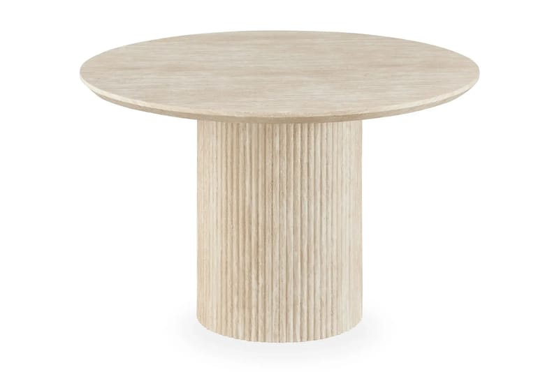 Uppveda Rundt Spisebord 120 cm Travertin med 4 Reciclar Spisestoler - Travertin/Greige - Møbler - Bord - Spisegrupper