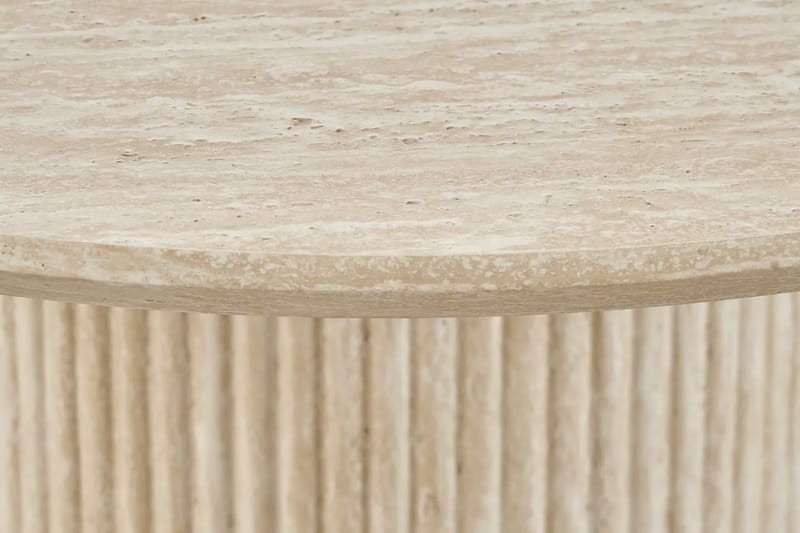 Uppveda Rundt Spisebord 120 cm Travertin med 4 Reciclar Spisestoler - Travertin/Greige - Møbler - Bord - Spisegrupper