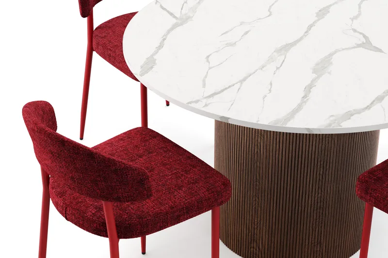 Uppveda Spisebord 120 cm Rund med 4 stk Jairam Matstkolar - Brun - Møbler - Bord - Spisegrupper