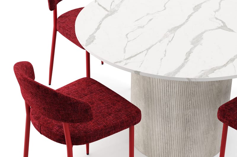 Uppveda Spisebord 120 cm Rund med 4 stk Jairam Matstkolar - Hvit - Møbler - Bord - Spisegrupper