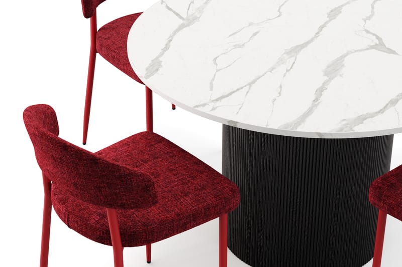 Uppveda Spisebord 120 cm Rund med 4 stk Jairam Matstkolar - Svart/Hvit - Møbler - Bord - Spisegrupper